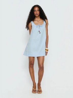 Princess Polly Light Blue Sleeveless Tie-Front Mini Dress